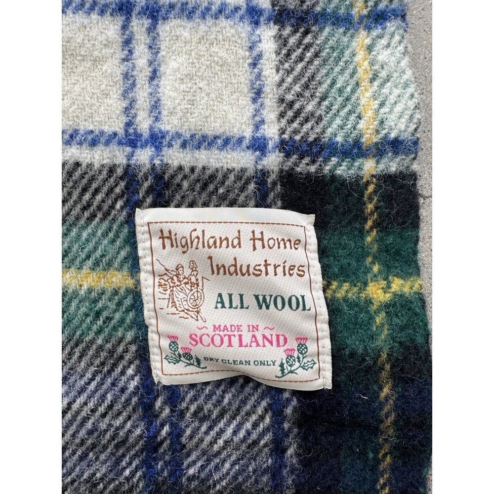 Vintage Highland Home Industries 100% Wool Scotland Fringed Throw Blanket 52x58 - Picture 2 of 5